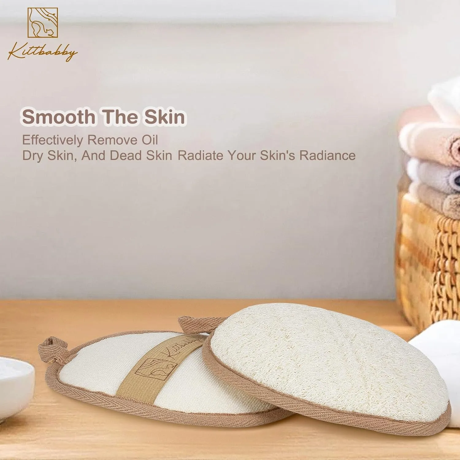 Natural Loofah Body Scrubber - Exfoliating Bath & Shower Sponge for Women, Men & Kids - Soft Facial & Back Scrub Pads - Eco-Friendly - Perfect Travel Gift Set for Family (5 Pack)
