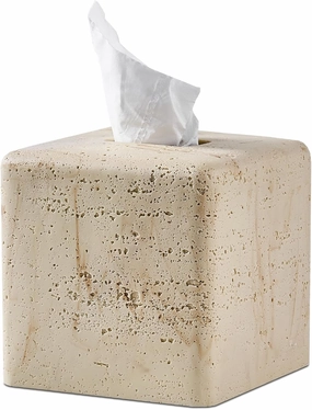 Natural Travertine Textures Tissue Box Cover Square for Home Decor,Resin Heavy Tissue Box Holder for Bathroom Countertop,Tabletop,Bedside Table,Office