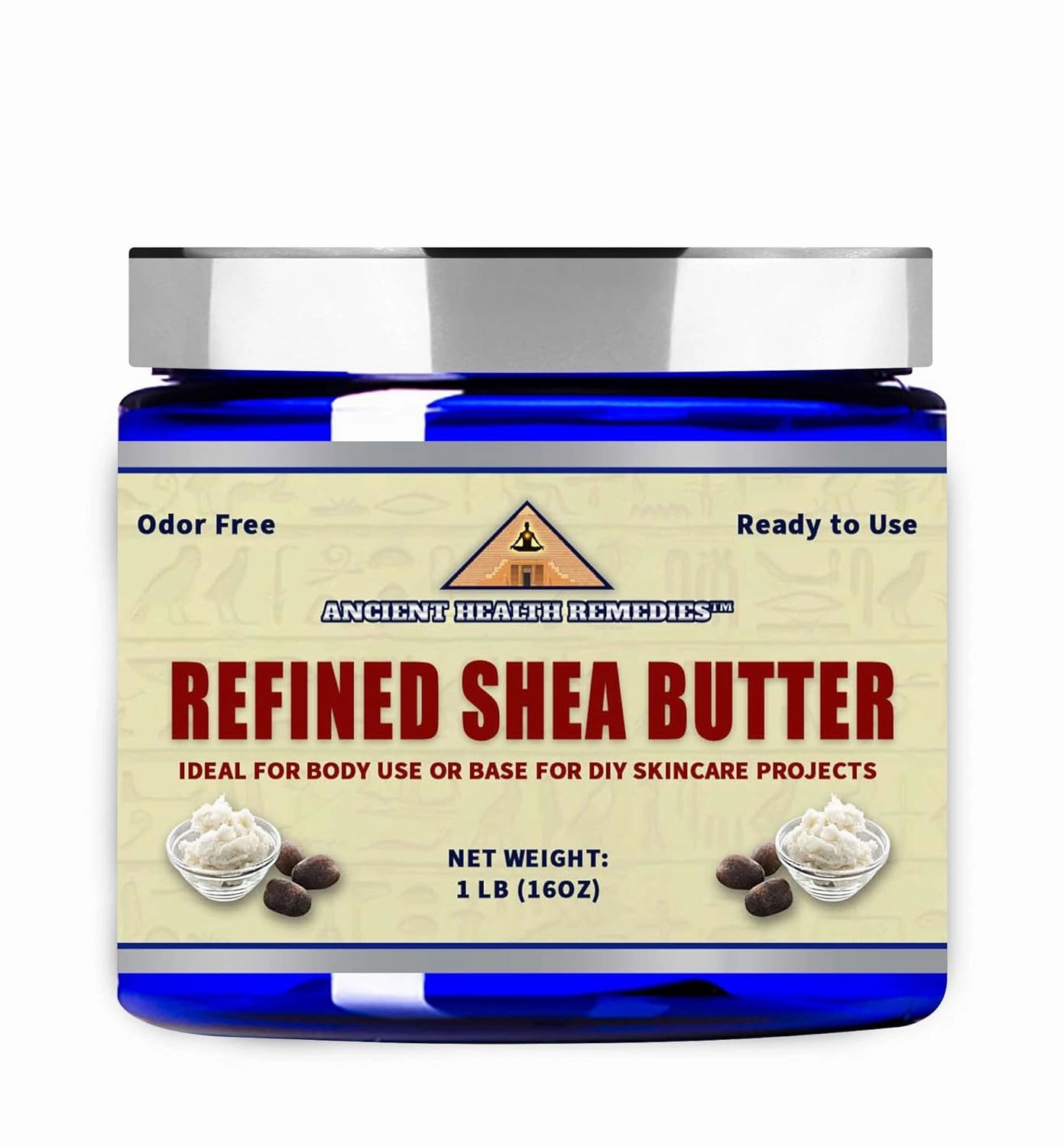 Naturally Refined AFRICAN IVORY WHITE SHEA BUTTER BLOCKS/JAR UNSCENTED Bulk Size for Anti Aging, Dry Skin, DIY Body Butter Recipes Base for Skincare, Babycare and DIY Soap Making Projects. (16 oz.)