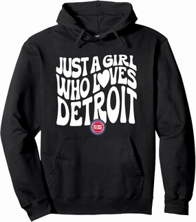 NBA Just A Girl Who Loves Detroit Wavy Pistons Logo Pullover Hoodie