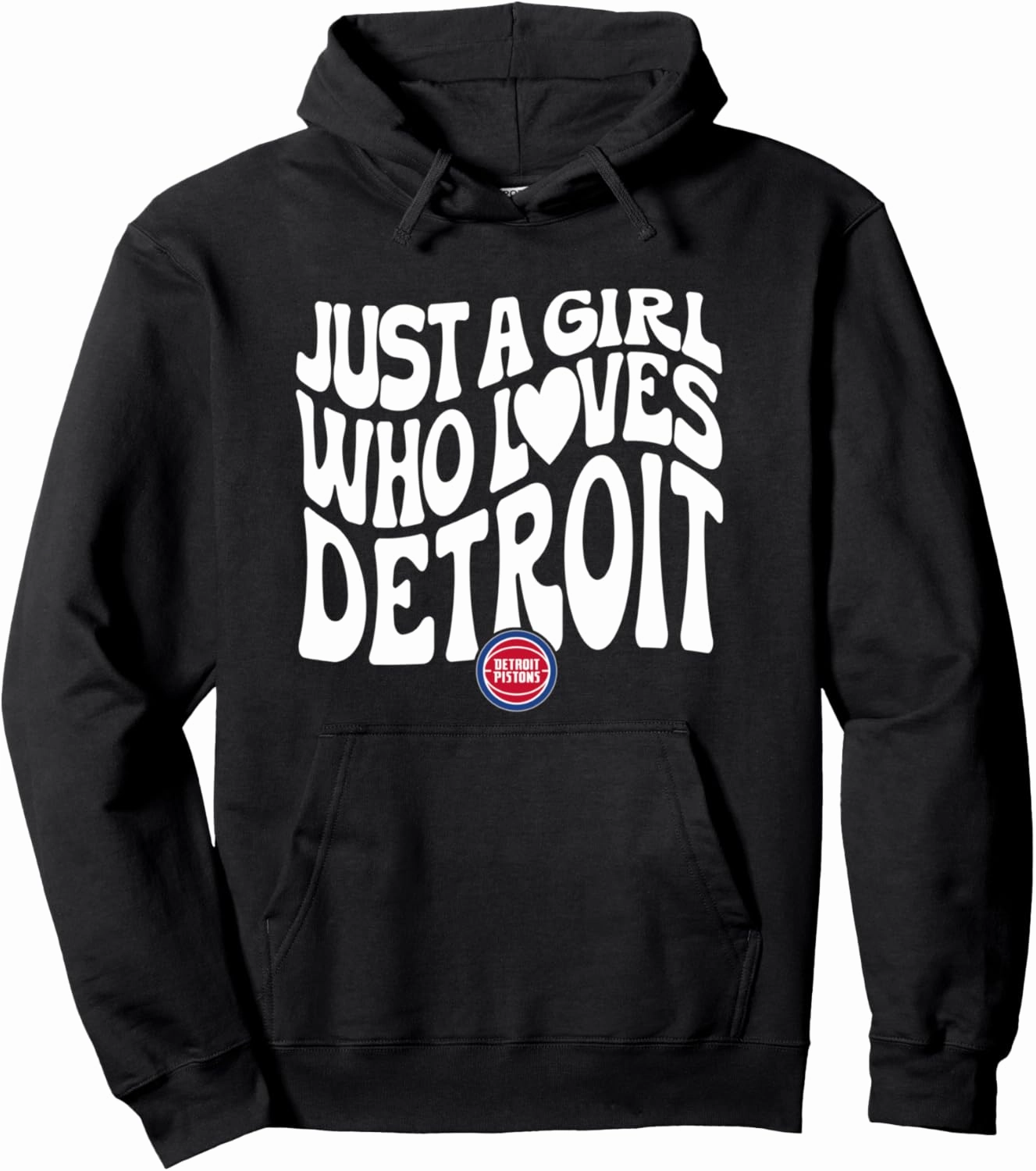 NBA Just A Girl Who Loves Detroit Wavy Pistons Logo Pullover Hoodie