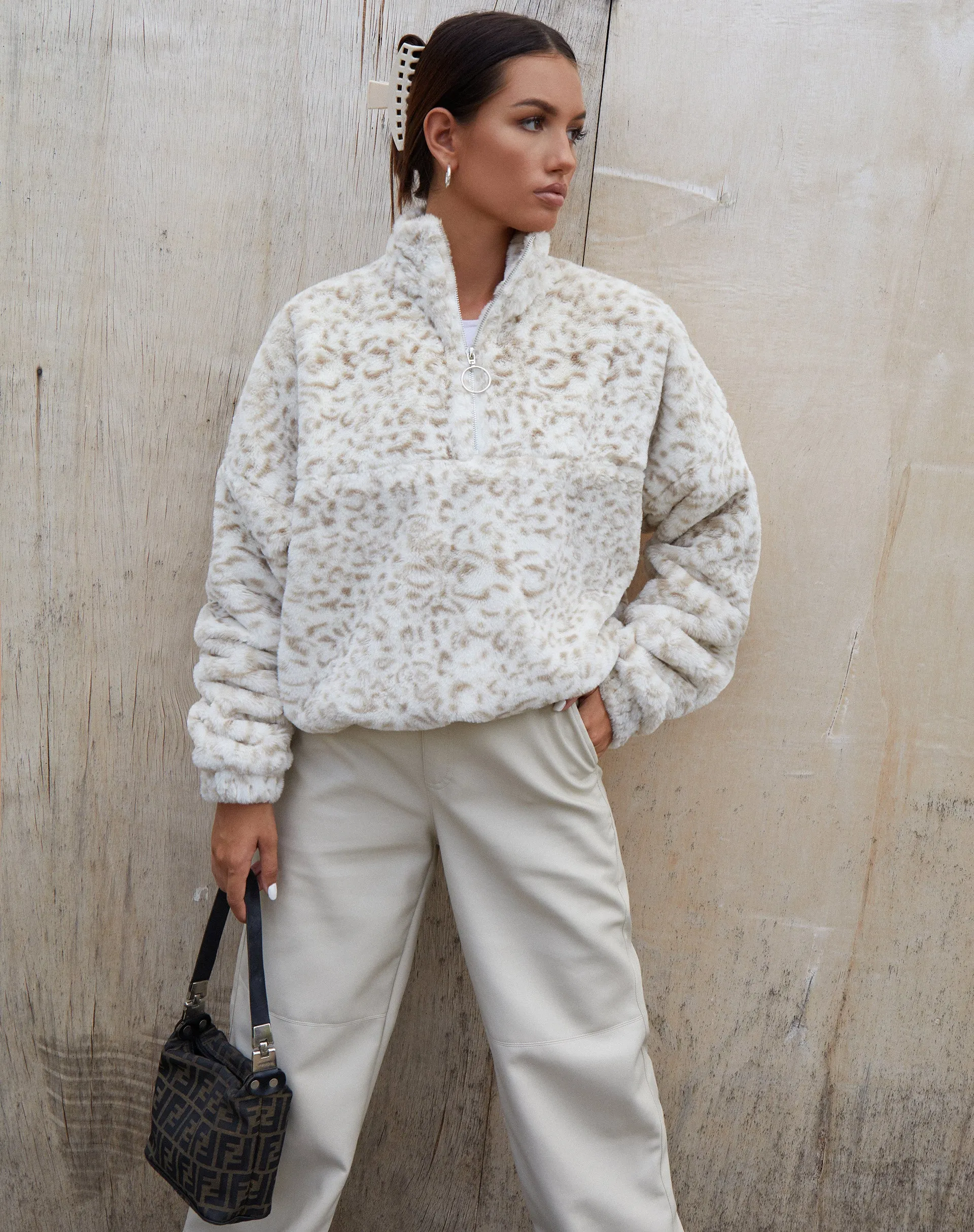 Nero Ring Pull Jacket in Animal White and Cream