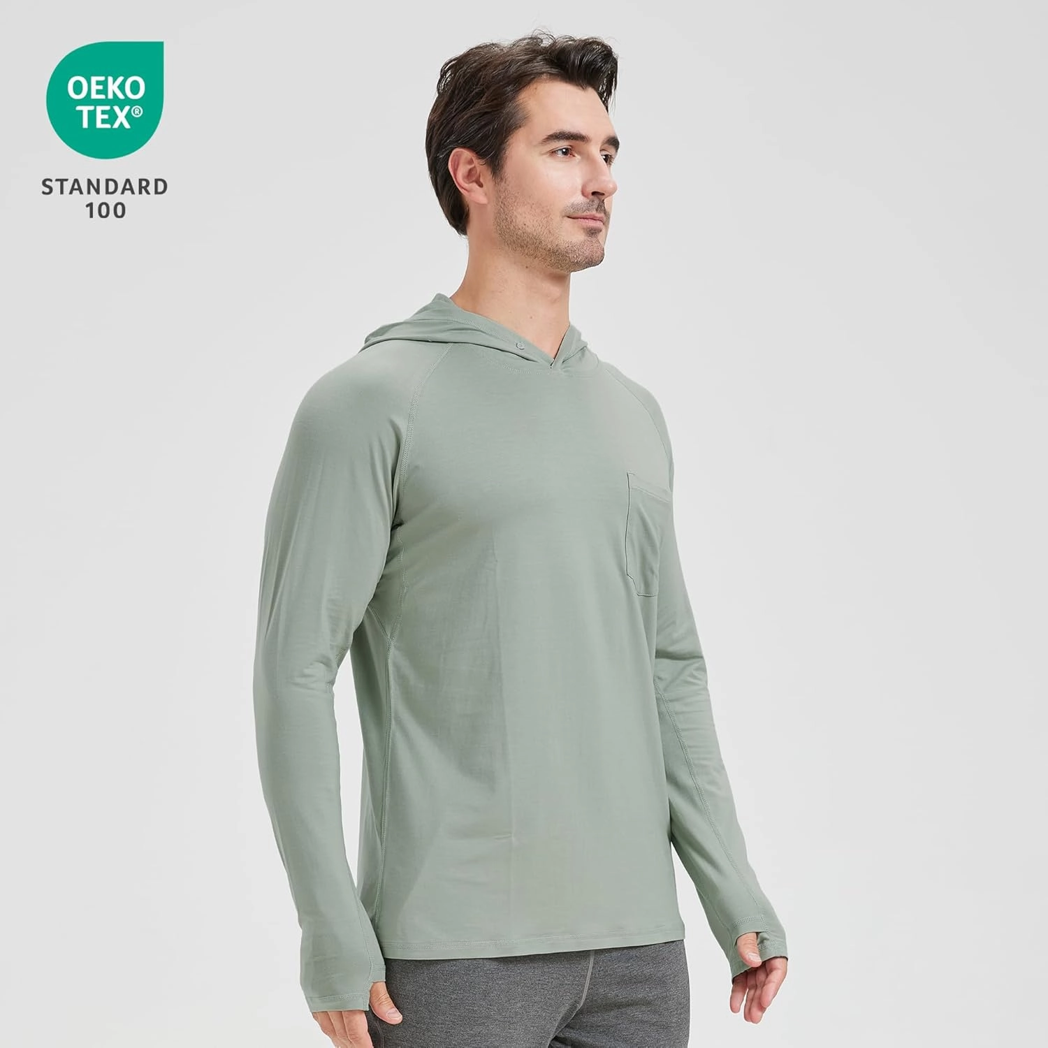 netdraw Men's Bamboo Viscose Performance Hoodie with Pocket UPF 50  Long Sleeve Lightweight Hiking Athletic Sun Shirt