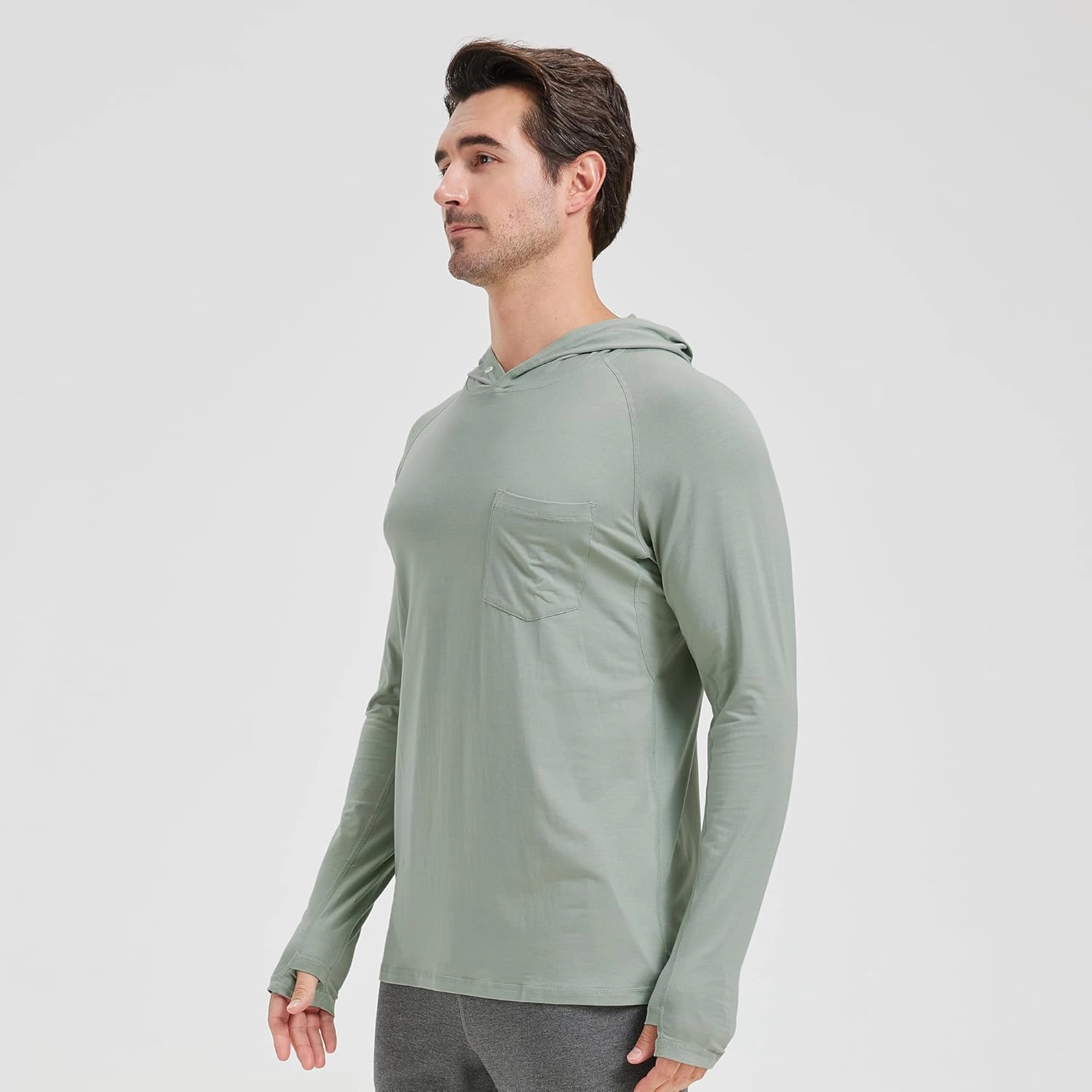 netdraw Men's Bamboo Viscose Performance Hoodie with Pocket UPF 50  Long Sleeve Lightweight Hiking Athletic Sun Shirt