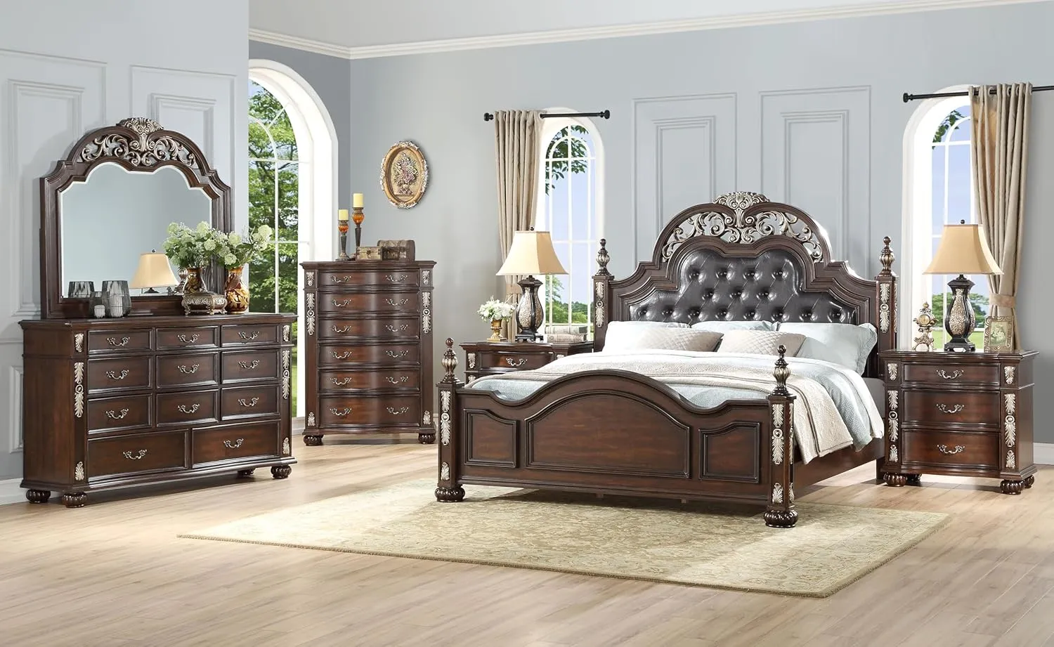 New Classic Furniture Maximus Wood King Bed, Madeira