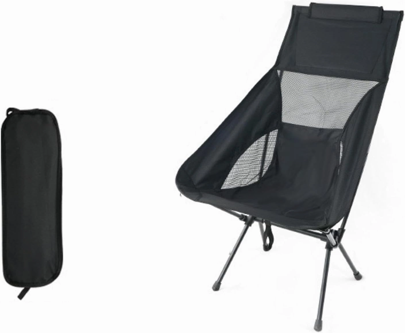 NIBHZ Ultralight Portable Camping Beach Chairs,Folding Chair for Adults Lawn Chairs Heavy Duty 300lbs for Outdoor Car Camping Travel Beach Picnic Travel Hiking,Black-B