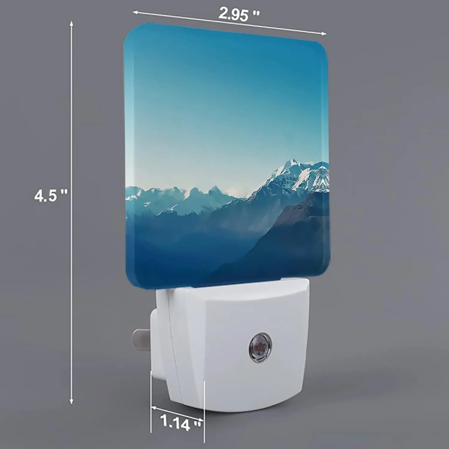 Night Light for Kids, Natural Snowy Mountain Landscape Mountain Range Photo Blue LED Night Light Plug into Wall with Light Sensors Dusk to Dawn, Nightlight for Children Girls Room Nursery Stairs