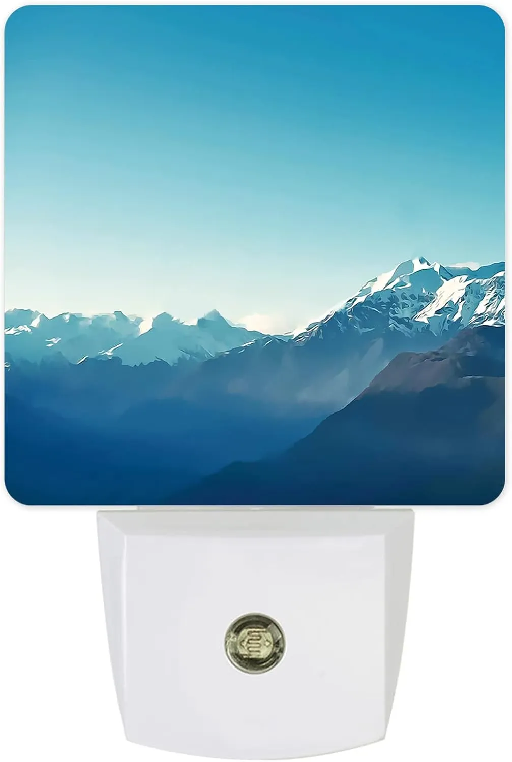 Night Light for Kids, Natural Snowy Mountain Landscape Mountain Range Photo Blue LED Night Light Plug into Wall with Light Sensors Dusk to Dawn, Nightlight for Children Girls Room Nursery Stairs