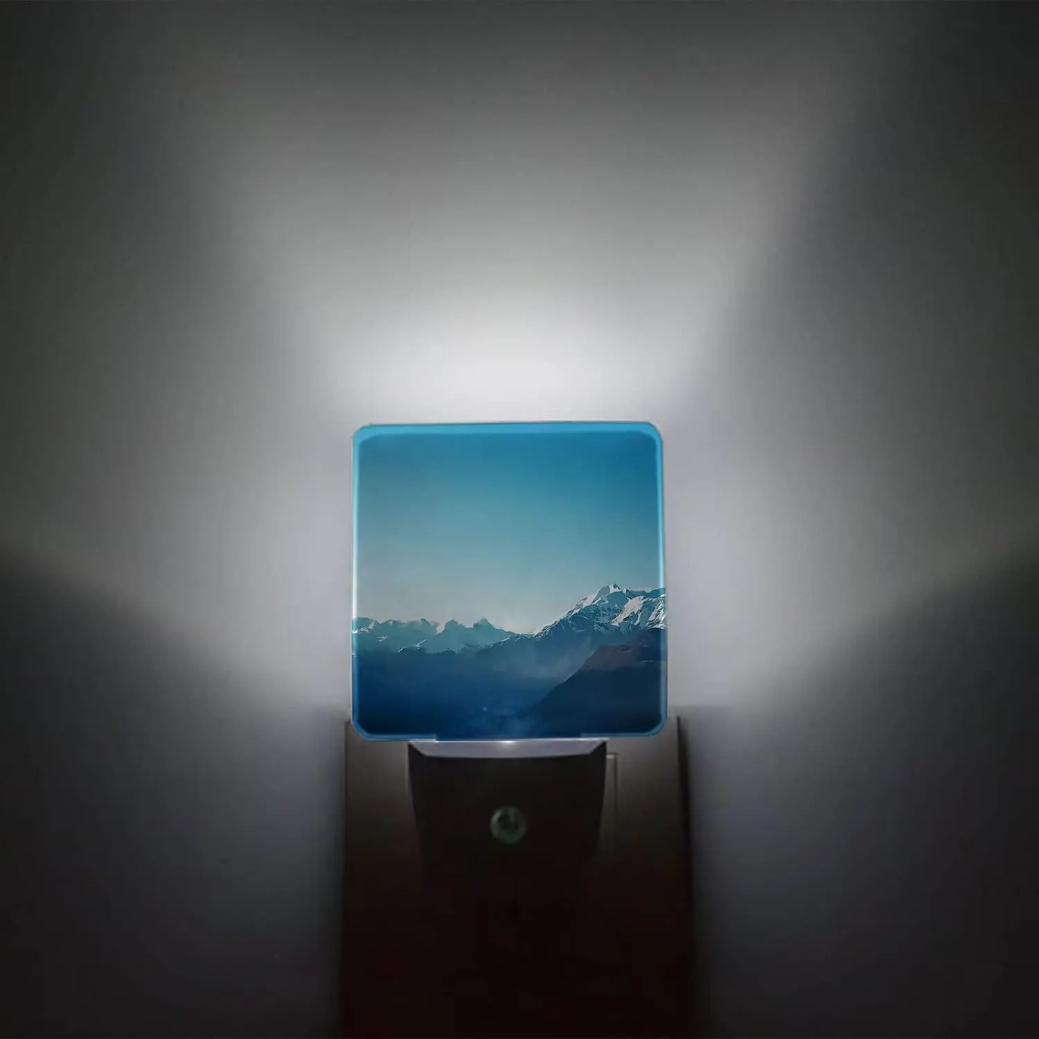 Night Light for Kids, Natural Snowy Mountain Landscape Mountain Range Photo Blue LED Night Light Plug into Wall with Light Sensors Dusk to Dawn, Nightlight for Children Girls Room Nursery Stairs