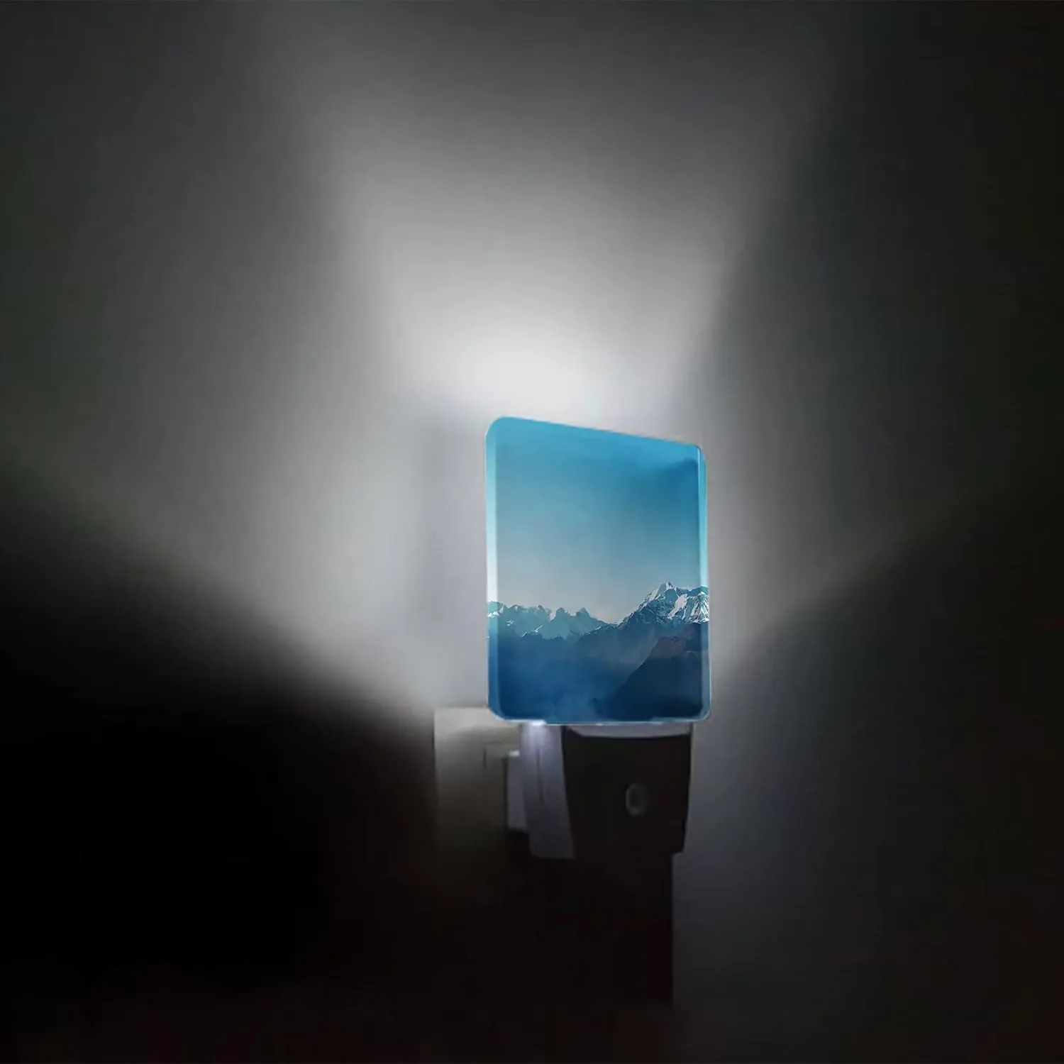 Night Light for Kids, Natural Snowy Mountain Landscape Mountain Range Photo Blue LED Night Light Plug into Wall with Light Sensors Dusk to Dawn, Nightlight for Children Girls Room Nursery Stairs