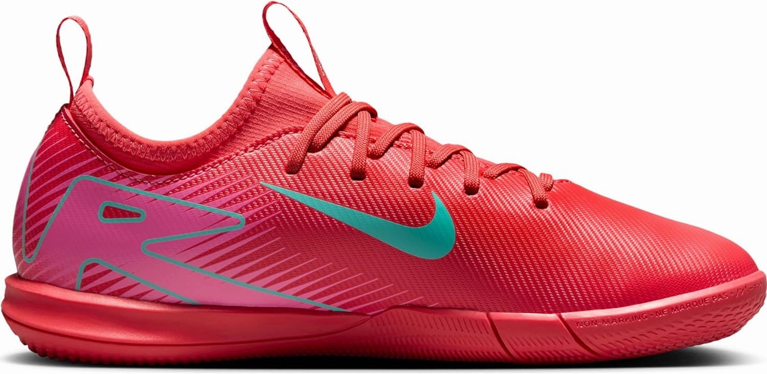 Nike Jr. Mercurial Vapor 16 Academy Little/Big Kids' IC Low-Top Soccer Shoes (FQ8411-800, Ember Glow/Aurora Green)
