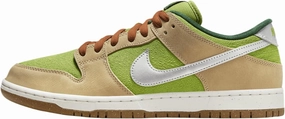 Nike SB Dunk Low Pro Skate Shoes (FQ7585-200, Sesame/Pear/Fir/Metallic Silver) Size 10.5