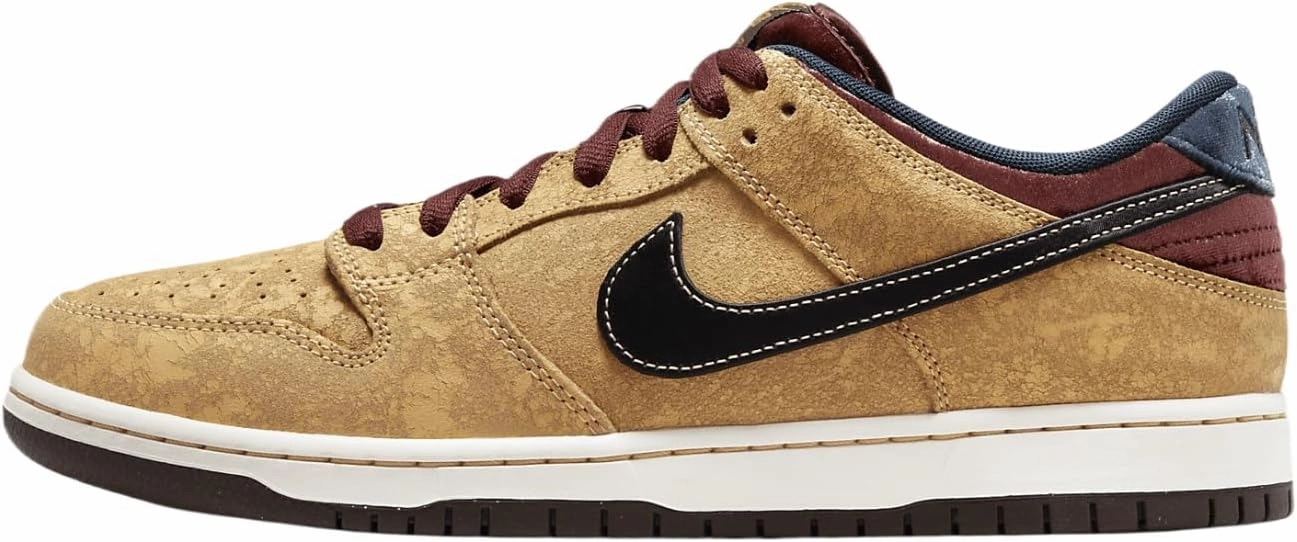 Nike SB Dunk Low Pro Skate Shoes (FZ1278-200, Celestial Gold/Dark Team Red/Armory Navy/Black)