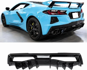 NINTE Rear Bumper Diffuser for 2020-2025 Chevy Corvette C8 Gloss Black Light ABS Painted Rear Diffuser Lip Rear Bumper Lip Body Kits