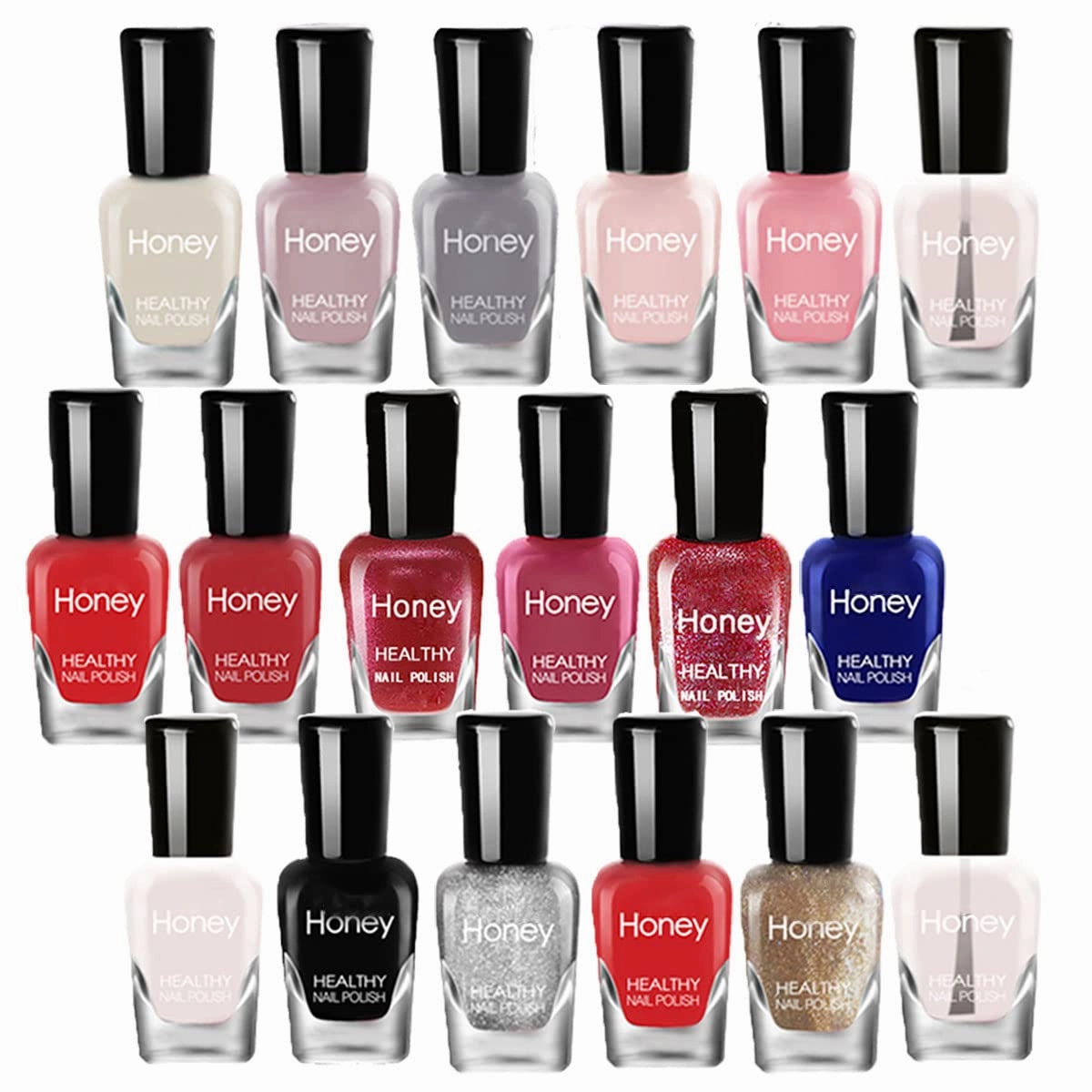 Non Toxic Nail Polish Set, Easy Peel Off and Fast Dry, 18 Bottles