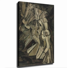 Nude Descending A Staircase By Marcel Duchamp Poster Canvas Picture Printing Wall Art Modern Aesthetic Decoration Suitable for Office Home Bedroom Gift (12×18inch- Framed)