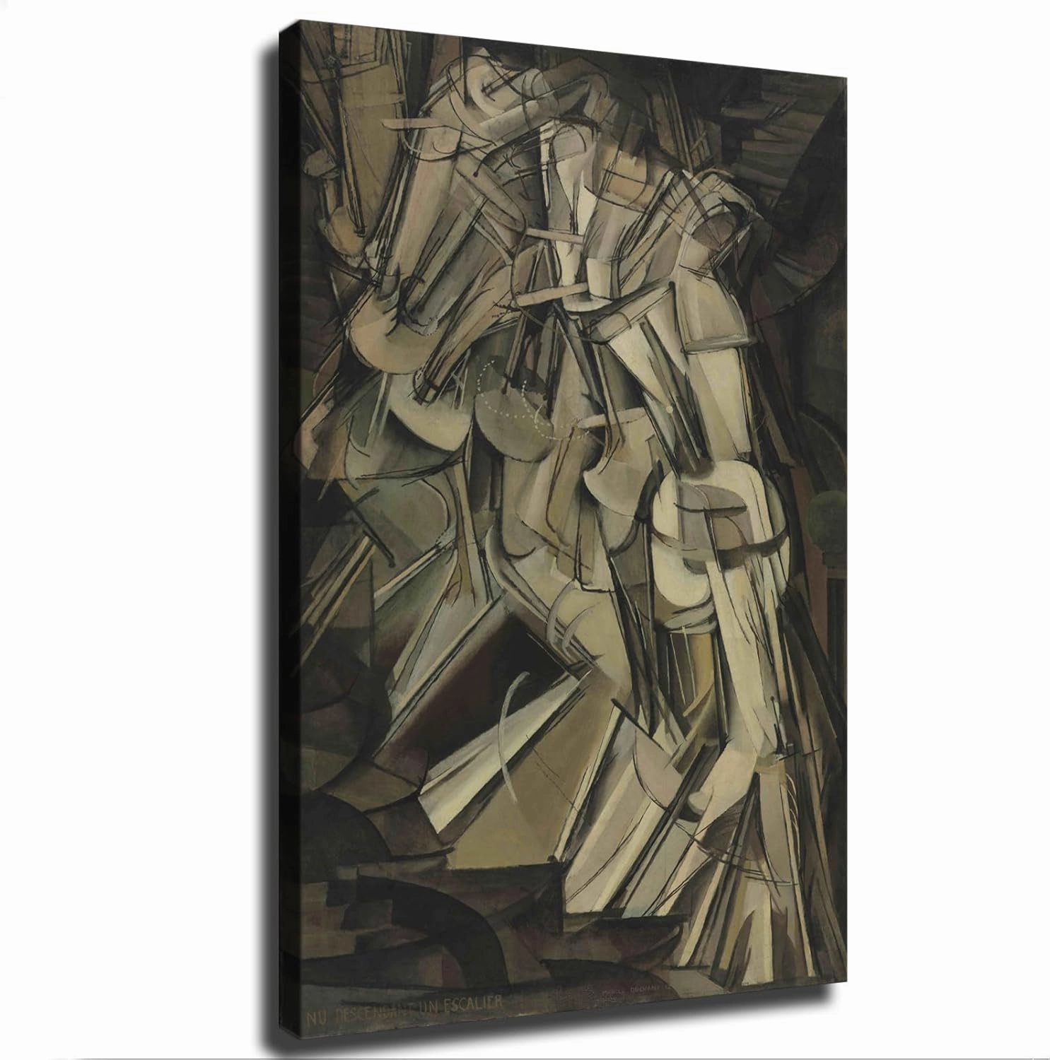 Nude Descending A Staircase By Marcel Duchamp Poster Canvas Picture Printing Wall Art Modern Aesthetic Decoration Suitable for Office Home Bedroom Gift (12×18inch- Framed)