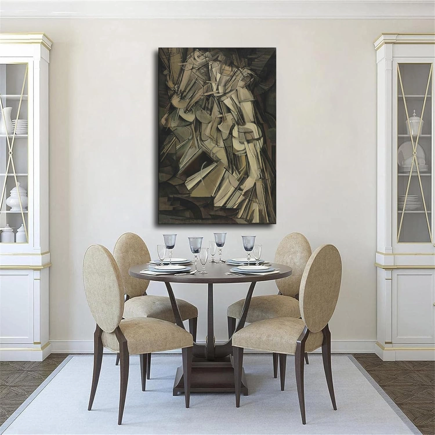 Nude Descending A Staircase By Marcel Duchamp Poster Canvas Picture Printing Wall Art Modern Aesthetic Decoration Suitable for Office Home Bedroom Gift (20×30inch-No Framed)
