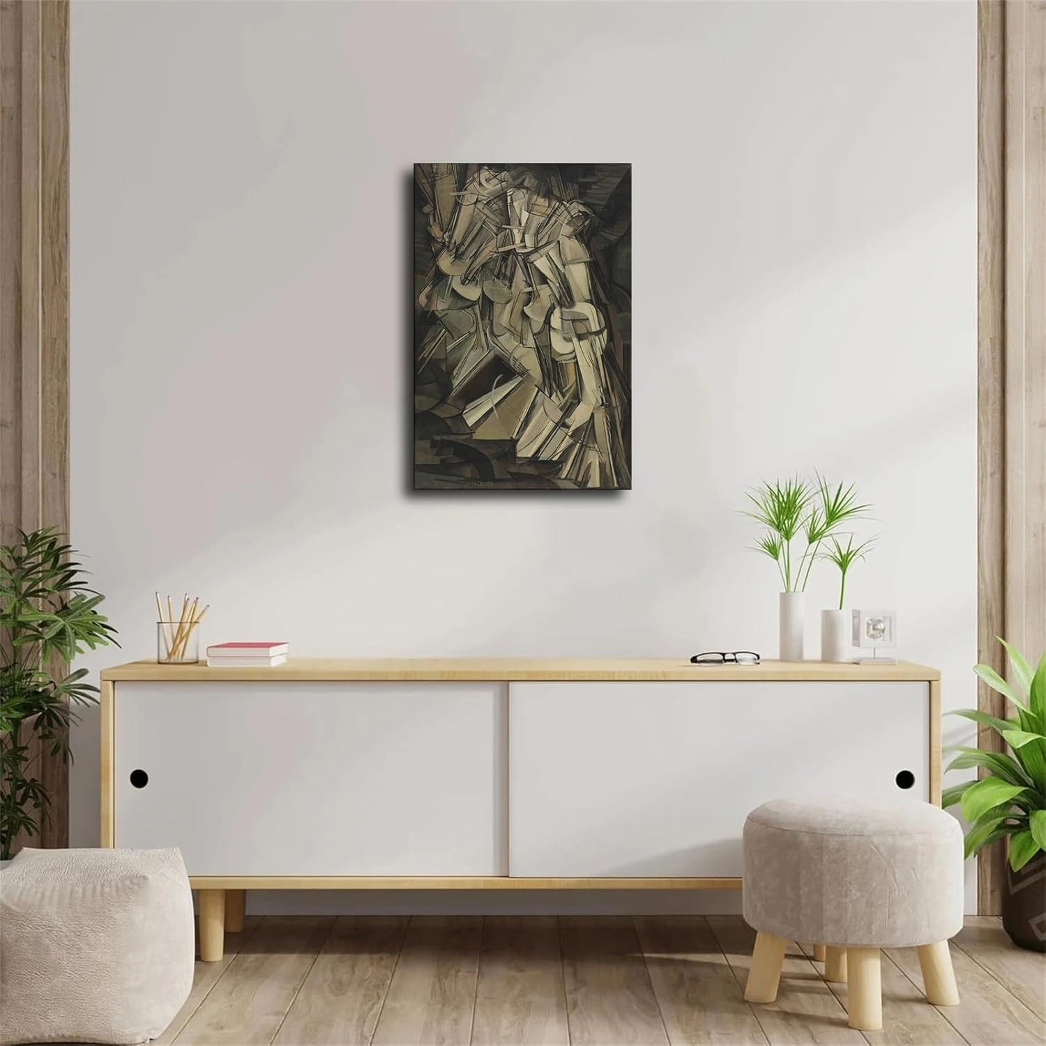 Nude Descending A Staircase By Marcel Duchamp Poster Canvas Picture Printing Wall Art Modern Aesthetic Decoration Suitable for Office Home Bedroom Gift (20×30inch-No Framed)