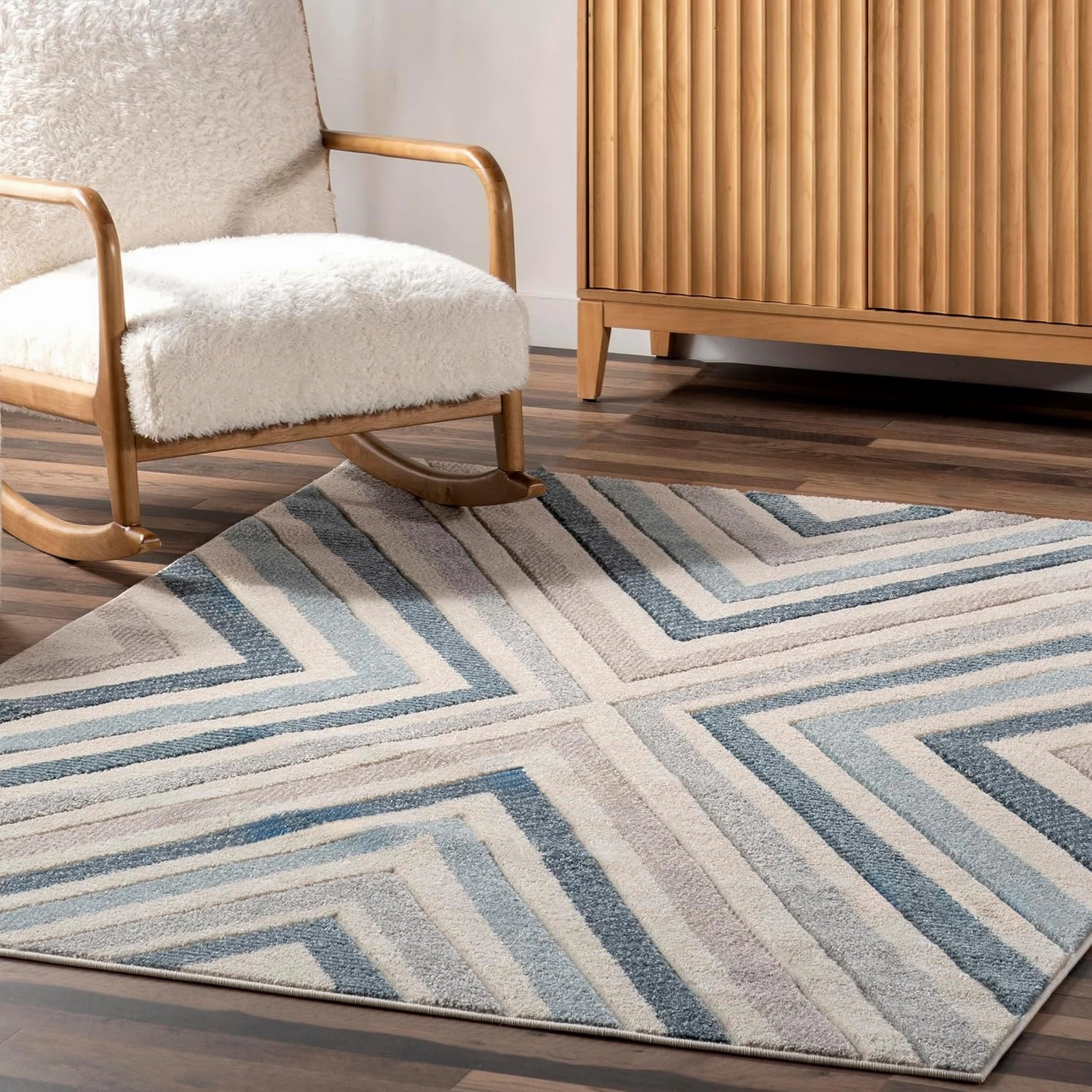 nuLOOM Neveah Chevron 5x8 Area Rug for Living Room Bedroom Dining Room Kitchen, Blue