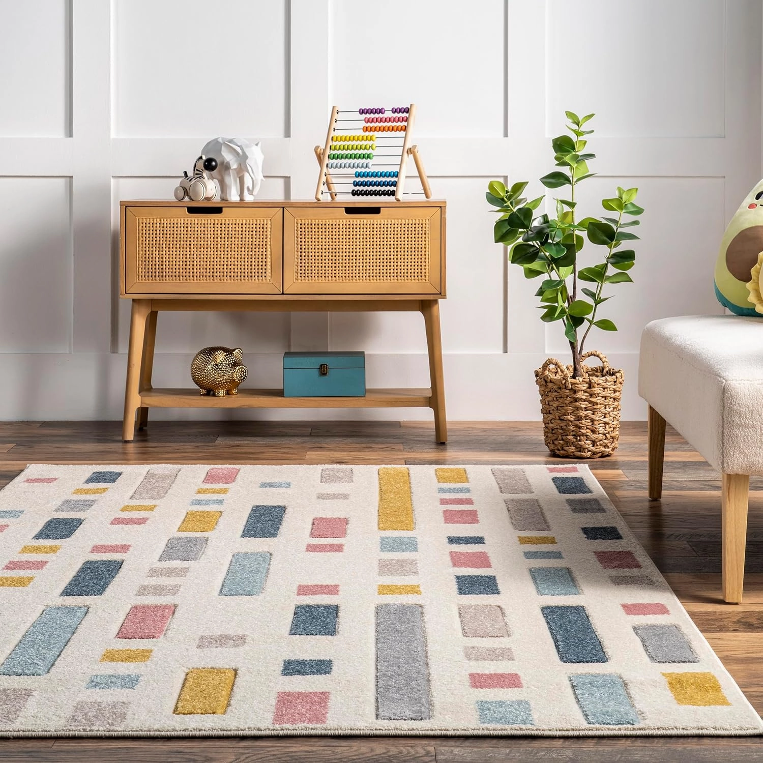 nuLOOM Sandrine Scattered Blocks Kids Area Rug, 4x6, Multi