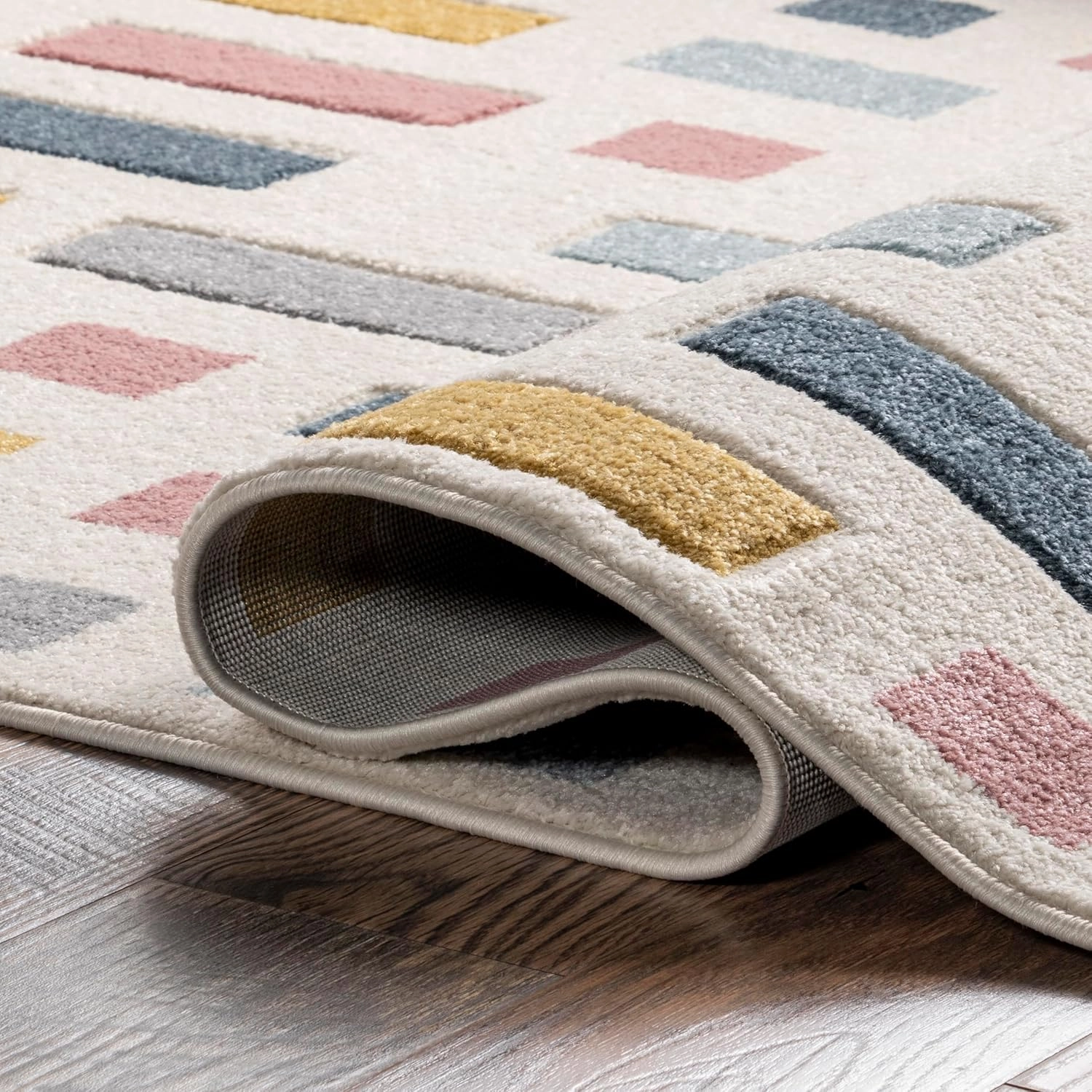 nuLOOM Sandrine Scattered Blocks Kids Area Rug, 4x6, Multi