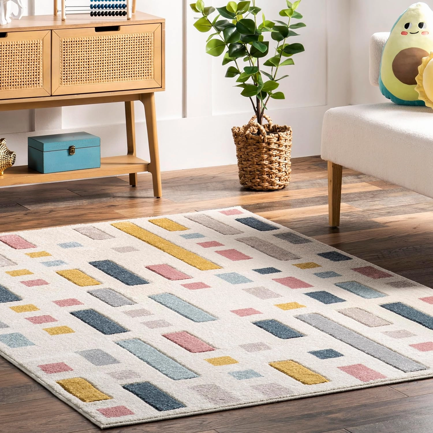 nuLOOM Sandrine Scattered Blocks Kids Area Rug, 4x6, Multi