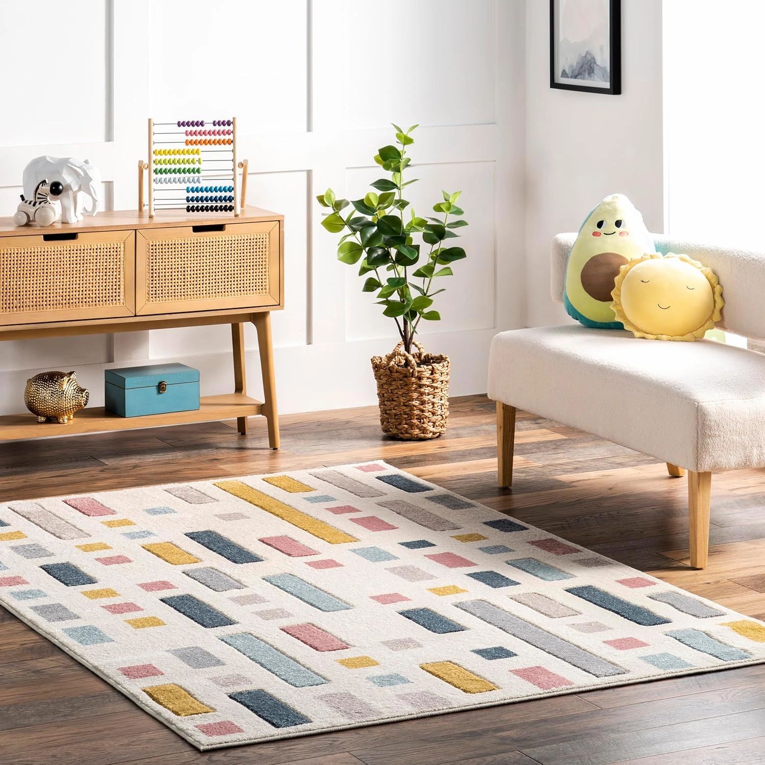nuLOOM Sandrine Scattered Blocks Kids Area Rug, 4x6, Multi