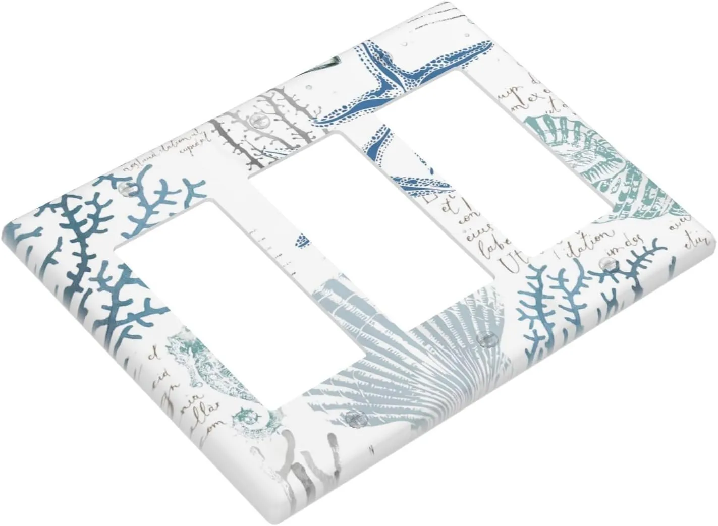 Ocean Beach Starfish Seashell 3 Gang Triple Rocker Light Switch Plate Cover Decorative Nautical Coastal Coral Sea Switchplate Faceplate Electrical For Bedroom Bathroom Kitchen Accessories
