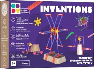 Oddy Inventions 92 Piece Creative Building Kit - Eco-Friendly STEM Toy Set for Kids 6 