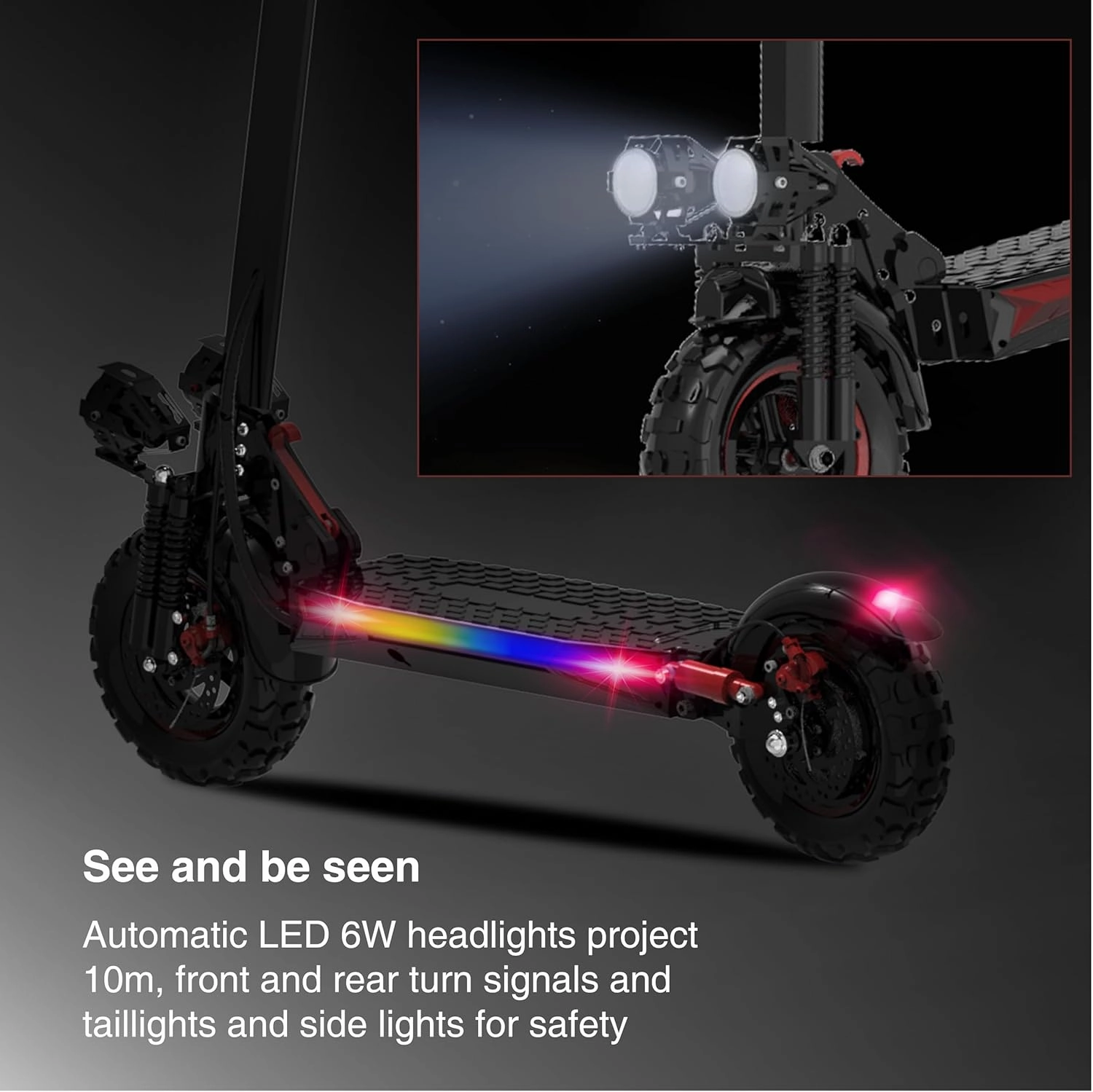 Off Road Electric Scooter Adults, 1200W Moter, 48V 18AH/21AH Battery, Max 35 Mile Range 35 Mph Power, 11" Off Road All-Terrain Tire, Folding E Scooter with Seat, Dual Suspensio