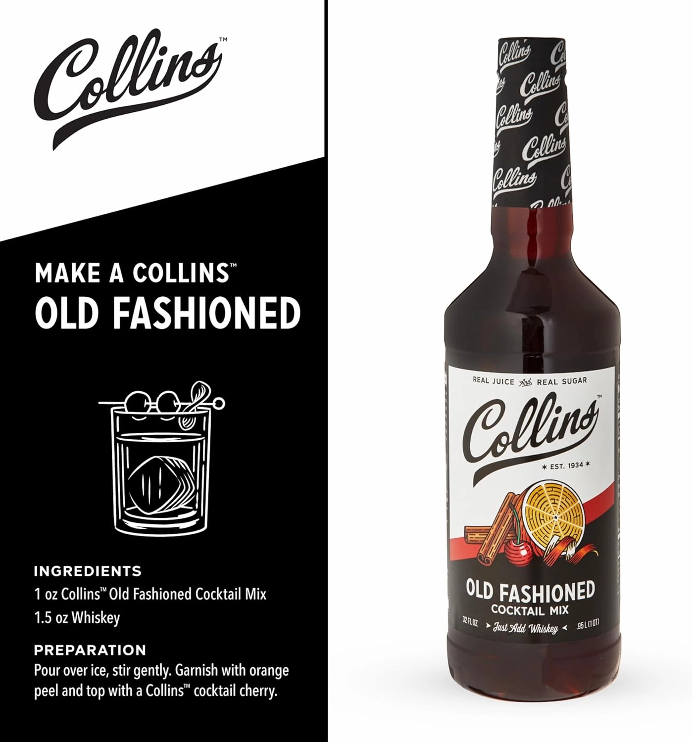 Old Fashioned Kit, Whiskey Cocktail Mix, Orange Garnish, Bourbon Cherries, Drink Picks, Home Bar Accessories, Home Bar Kit, bartender Mixer, Drinking Gifts, Mixology Cocktail kit, Set of 4