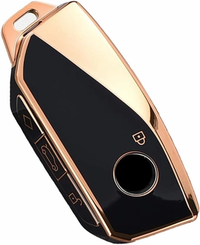 ontto Key Fob Cover Fit for BMW 2023 7 Series X7 740 750 IX XM Smart Remote,Soft Durable TPU Car Key Case Key Holder Key Protector Key Bag Ant-Scratched Golden Edge Black