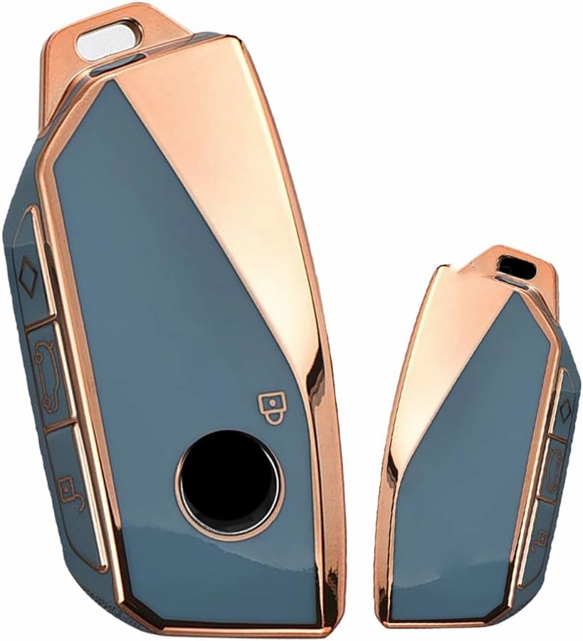 ontto Key Fob Cover Fit for BMW 2023 7 Series X7 740 750 IX XM Smart Remote,Soft Durable TPU Car Key Case Key Holder Key Protector Key Bag Ant-Scratched Golden Edge Black