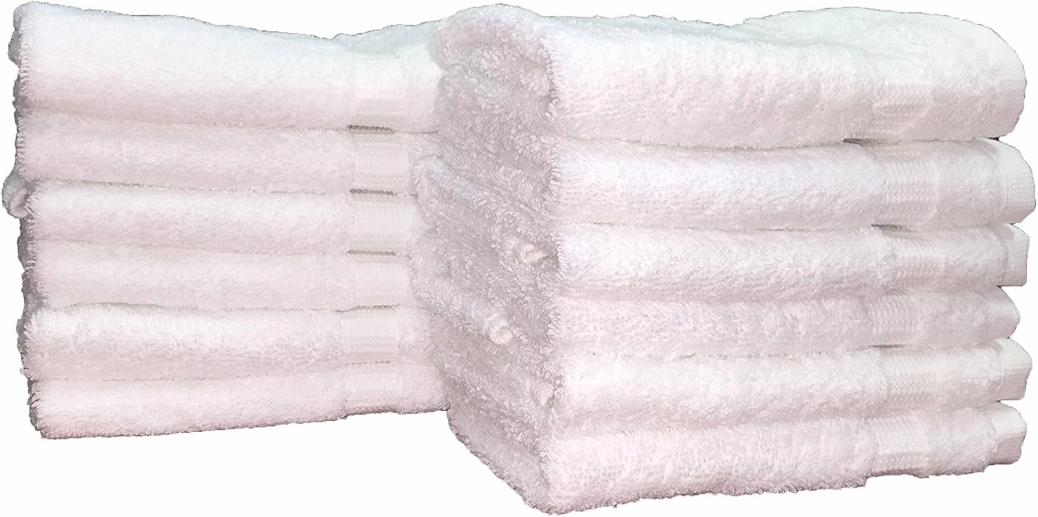 Optima Collection Silver Level 13" X 13" White Washcloths, Set of 12, 100% Eco-Friendly Pre-Consumer Regenerated Cotton