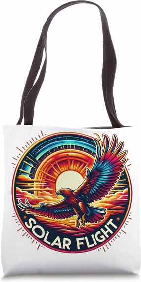 Orange Sunrise Soar: Majestic Eagle in Flight at Dawn Tote Bag