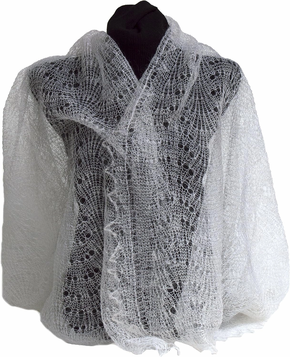 Orenburg Scarf Wrap Lace Knitted Wool Goat Down Russian Handmade