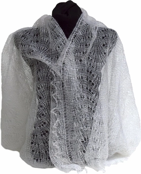 Orenburg Scarf Wrap Lace Knitted Wool Goat Down Russian Handmade
