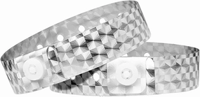 OUCHAN Holographic Plastic Party Wristbands Silver- 500 Pack Vinyl Wristbands for Events Club Music Meeting