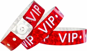 Ouchan Holographic VIP Plastic Party Wristbands Red - 500 Pack Vinyl Wristbands for Events Club Music Meeting