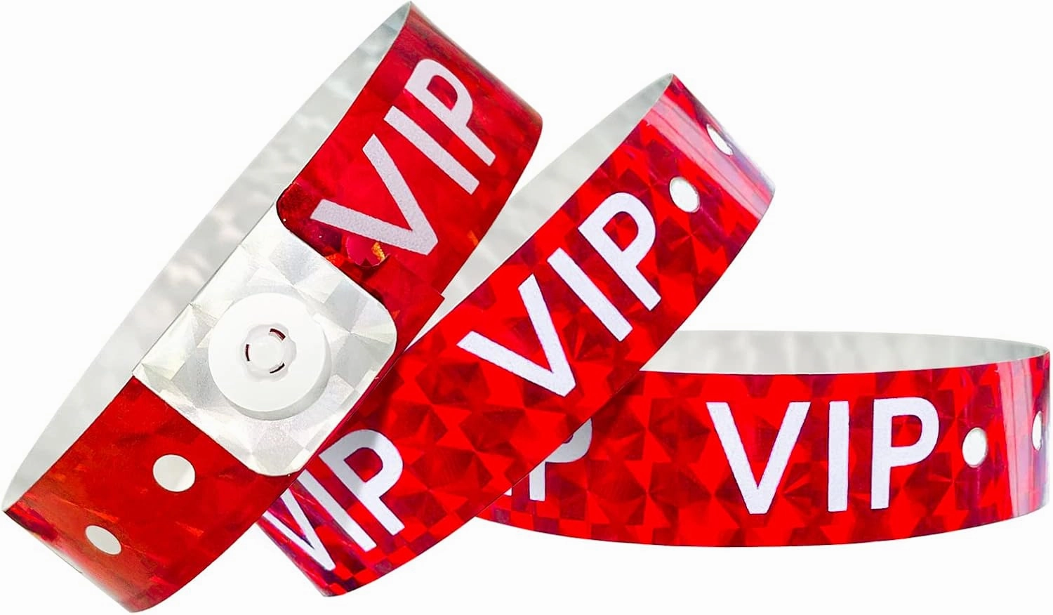 Ouchan Holographic VIP Plastic Party Wristbands Red - 500 Pack Vinyl Wristbands for Events Club Music Meeting