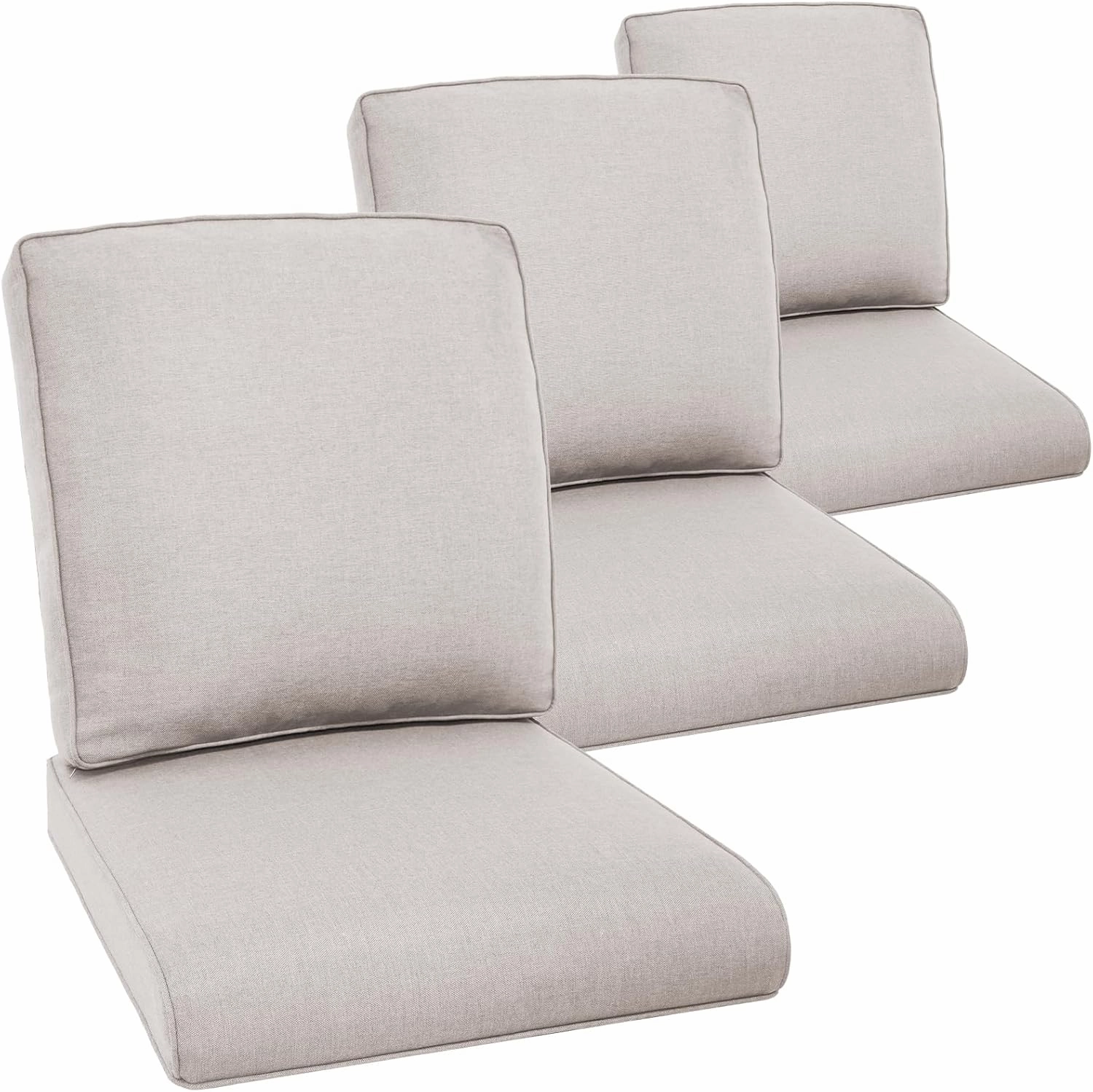 Outdoor Chair Cushions Set of 3 - Outside Durable Thick Replacement Back and Seat Cushion 22x24 with Zipper Cover for Patio Glider Rocking Chairs Loveseat Couch – Beige/Classic