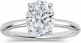 Oval Lab Grown White Diamond Classic Solitaire Engagement Ring for Women in 10K Solid Gold
