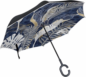 Oyihfvs Double Layer Inverted Umbrella, With C-Shaped Handle Windproof UV Proof Durable Parasol, For Men Women Outdoor Folding Rain Sun