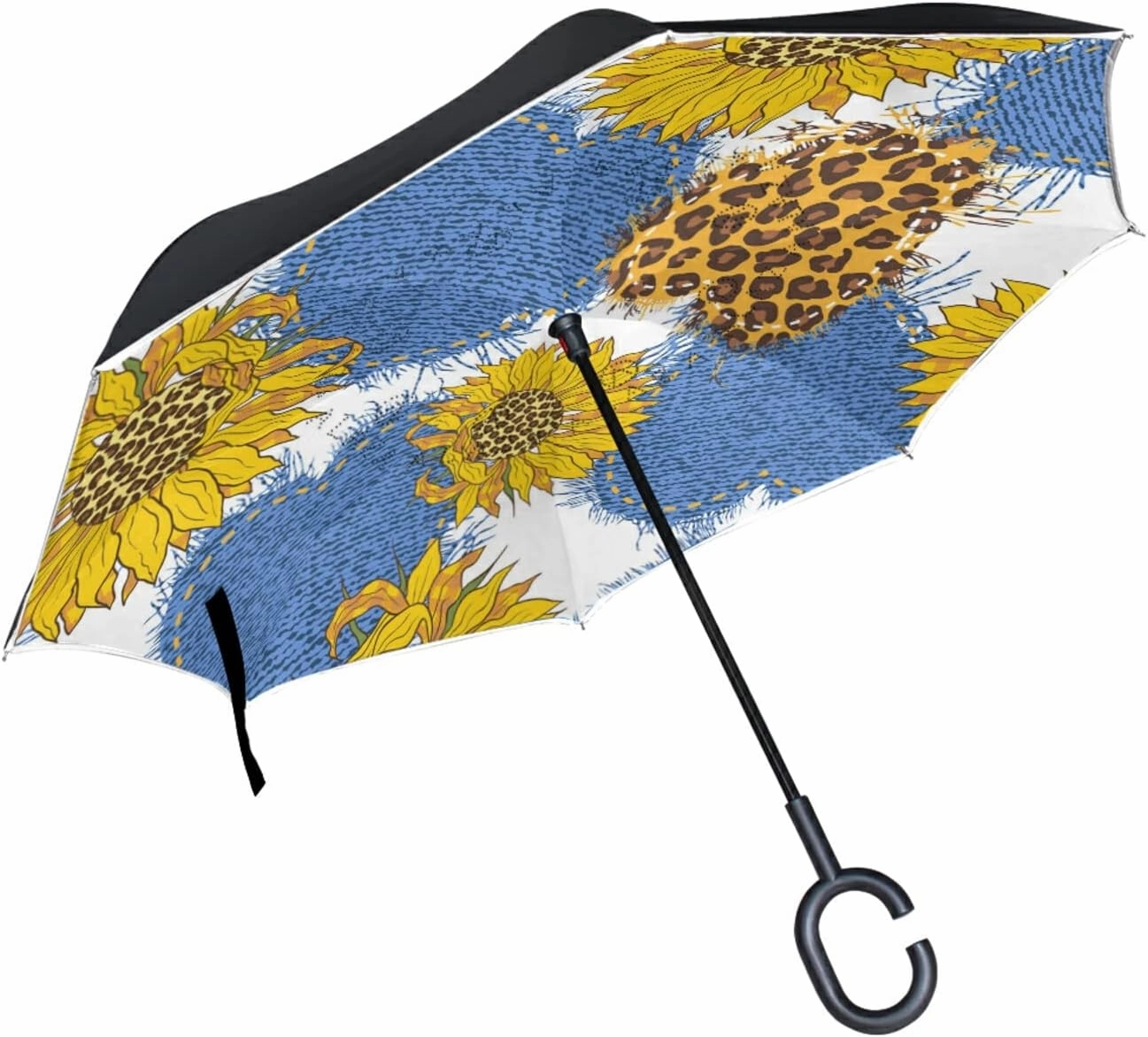 Oyihfvs Double Layer Inverted Umbrella, With C-Shaped Handle Windproof UV Proof Durable Parasol, For Men Women Outdoor Folding Rain Sun