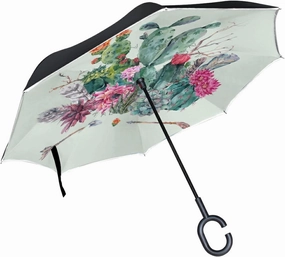 Oyihfvs Double Layer Inverted Umbrella, With C-Shaped Handle Windproof UV Proof Durable Parasol, For Men Women Outdoor Folding Rain Sun