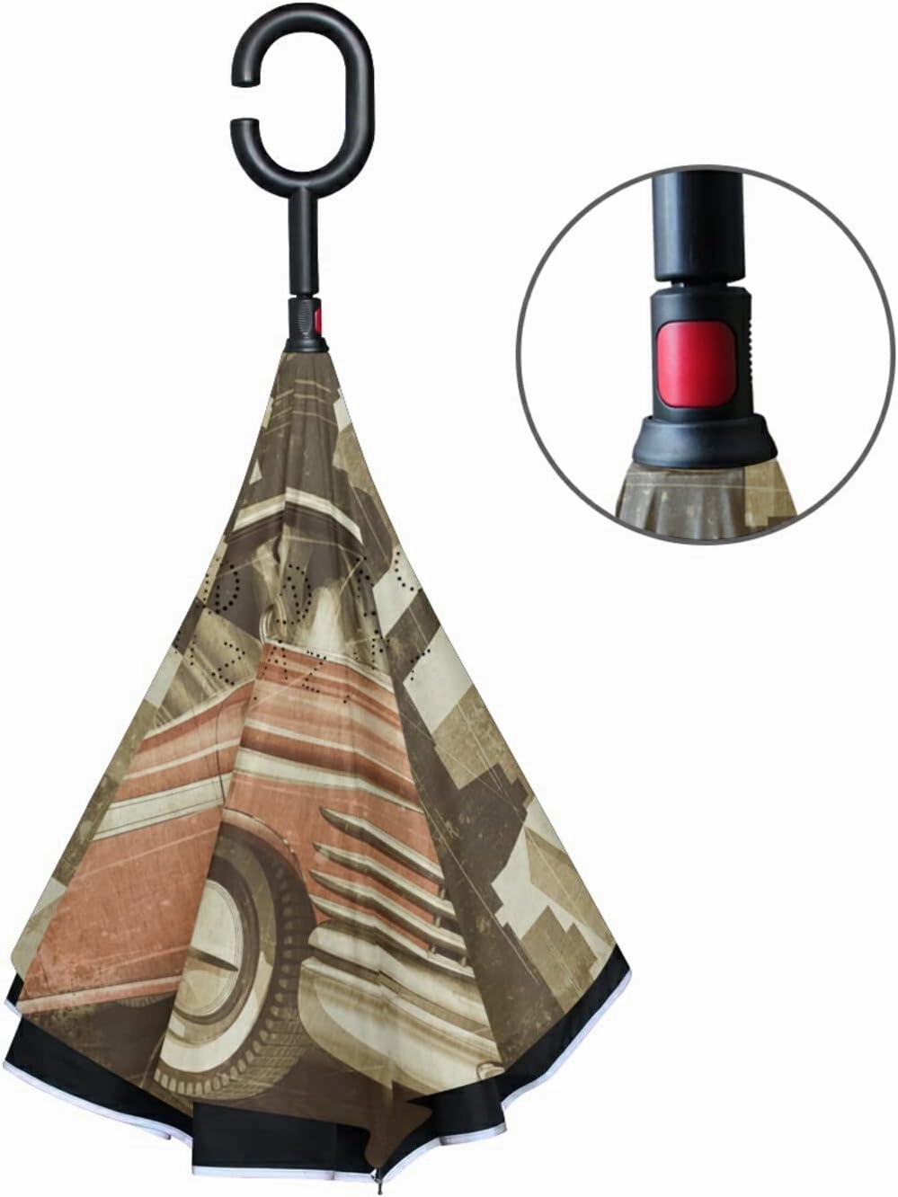 Oyihfvs Double Layer Inverted Umbrella, With C-Shaped Handle Windproof UV Proof Durable Parasol, For Men Women Outdoor Folding Rain Sun