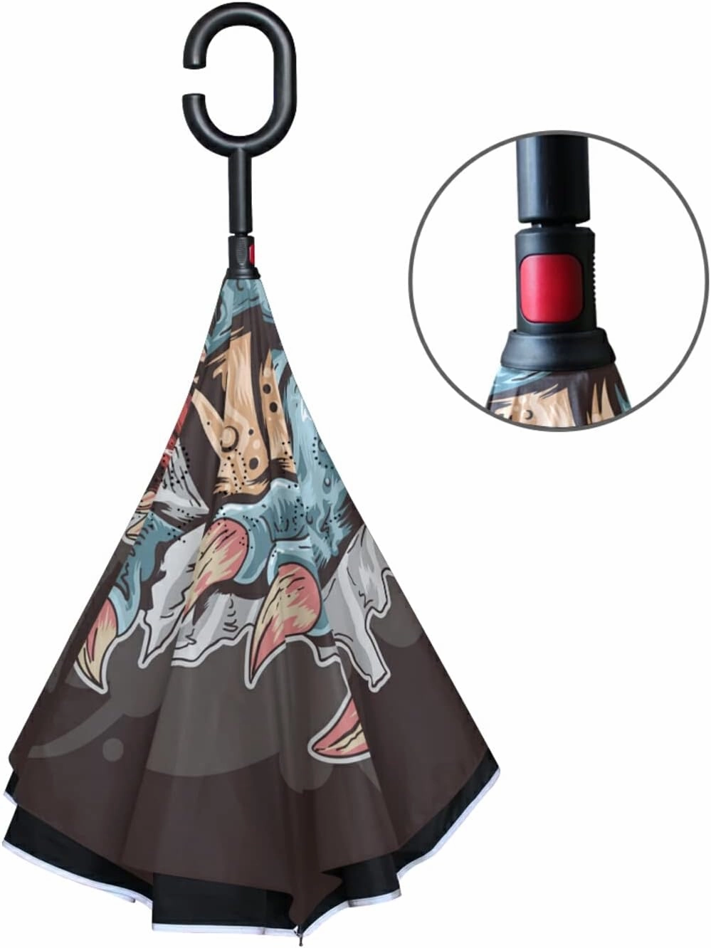 Oyihfvs Double Layer Inverted Umbrella, With C-Shaped Handle Windproof UV Proof Durable Parasol, For Men Women Outdoor Folding Rain Sun
