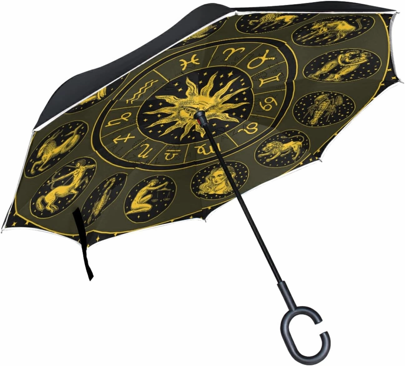 Oyihfvs Double Layer Inverted Umbrella, With C-Shaped Handle Windproof UV Proof Durable Parasol, For Men Women Outdoor Folding Rain Sun