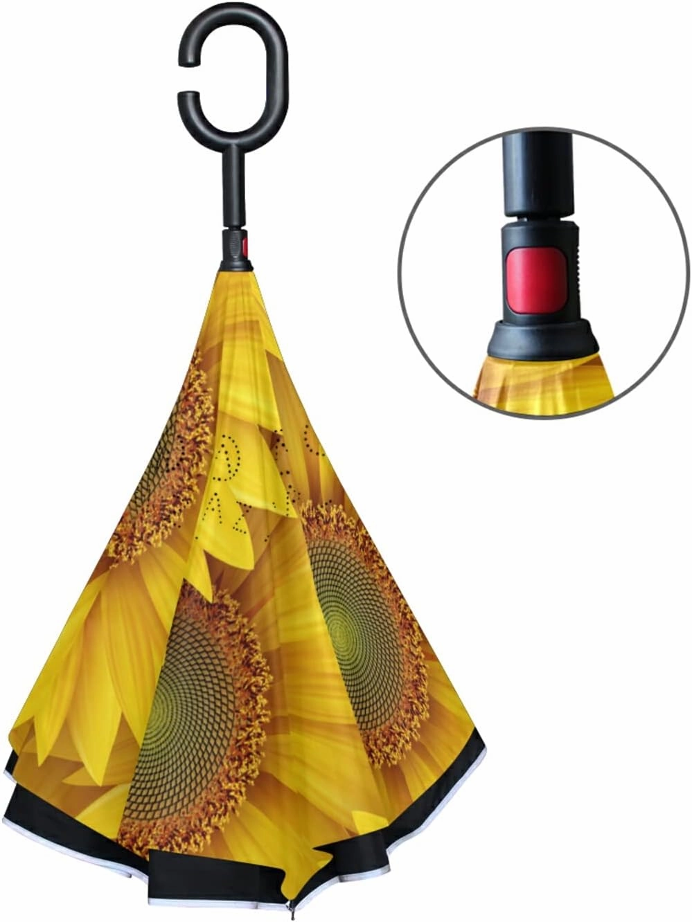 Oyihfvs Double Layer Inverted Umbrella, With C-Shaped Handle Windproof UV Proof Durable Parasol, For Men Women Outdoor Folding Rain Sun